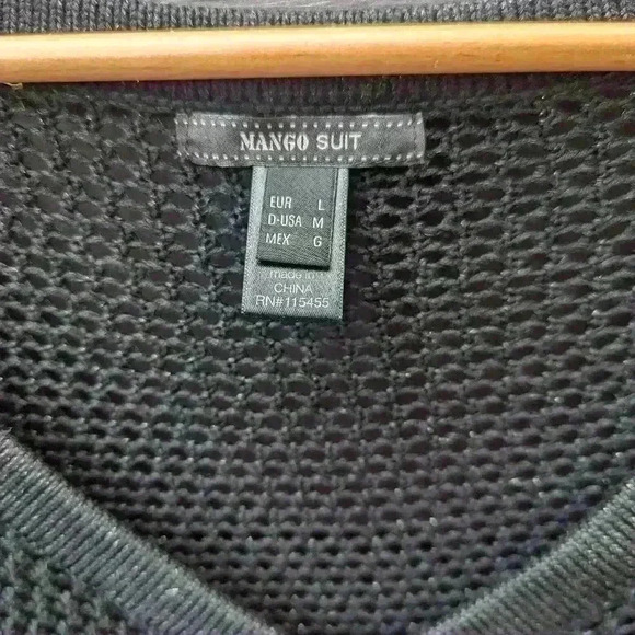 Mango Net V Neck Knit Long Sleeve Sweater - Large - Picture 2 of 4